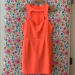 Neon coral Tobi Bodycon cut out party dress
